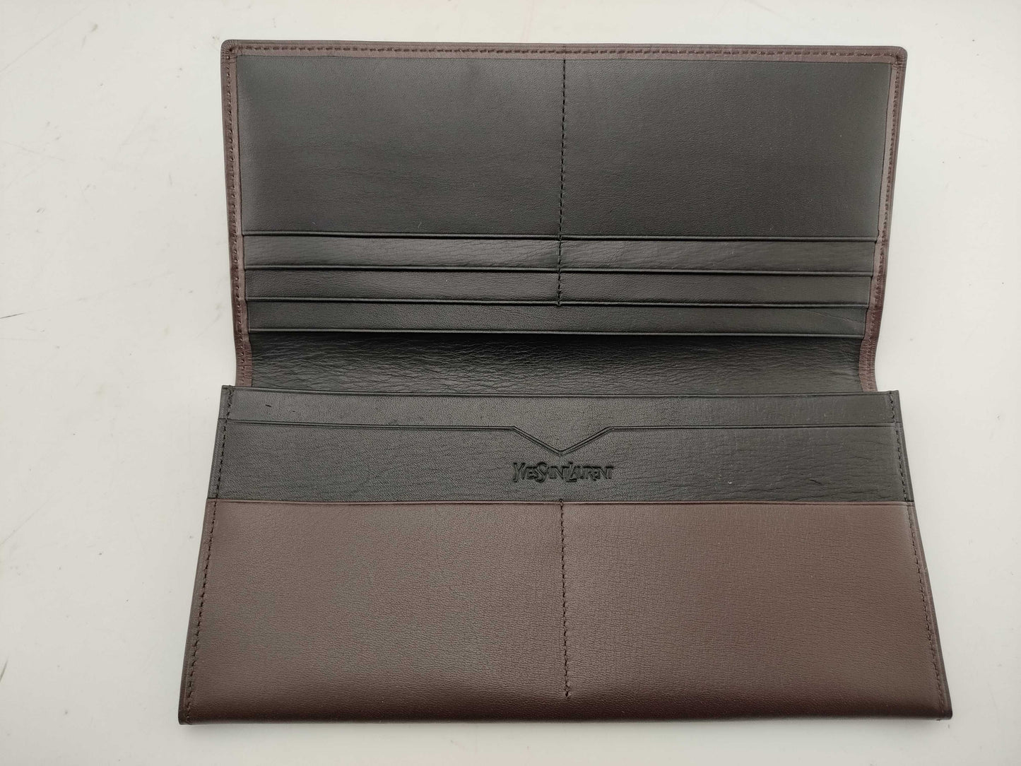 Yves Saint Laurent Long Wallet YSL Brown Leather Wallet