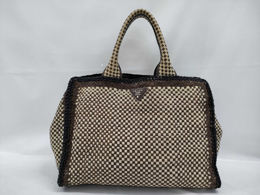 PRADA Madras Handle Bag Tote Bag without Shoulder Strap