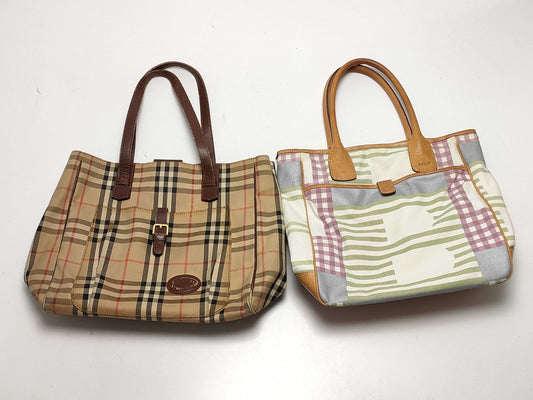 BURBERRY Nova Check/BALLY Canvas Print Bag*2 Tote Bag