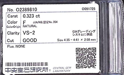 0.323ct F VS-2 GOOD/GD/GD NONE NATURAL 4.35-4.41X2.68mm Diamond Loose