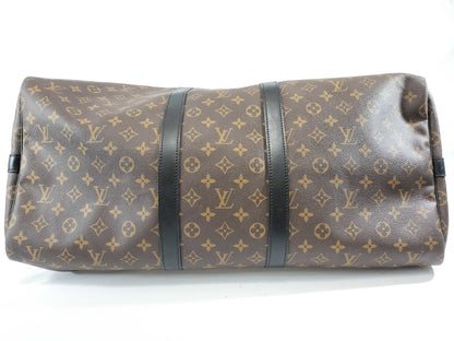 LOUIS VUITTON Monogram Macassar Keepall 55 Bandoli Boston Bag