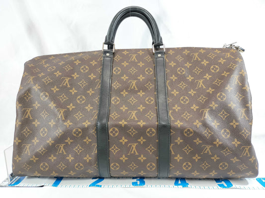 LOUIS VUITTON Monogram Macassar Keepall 55 Bandoli Boston Bag