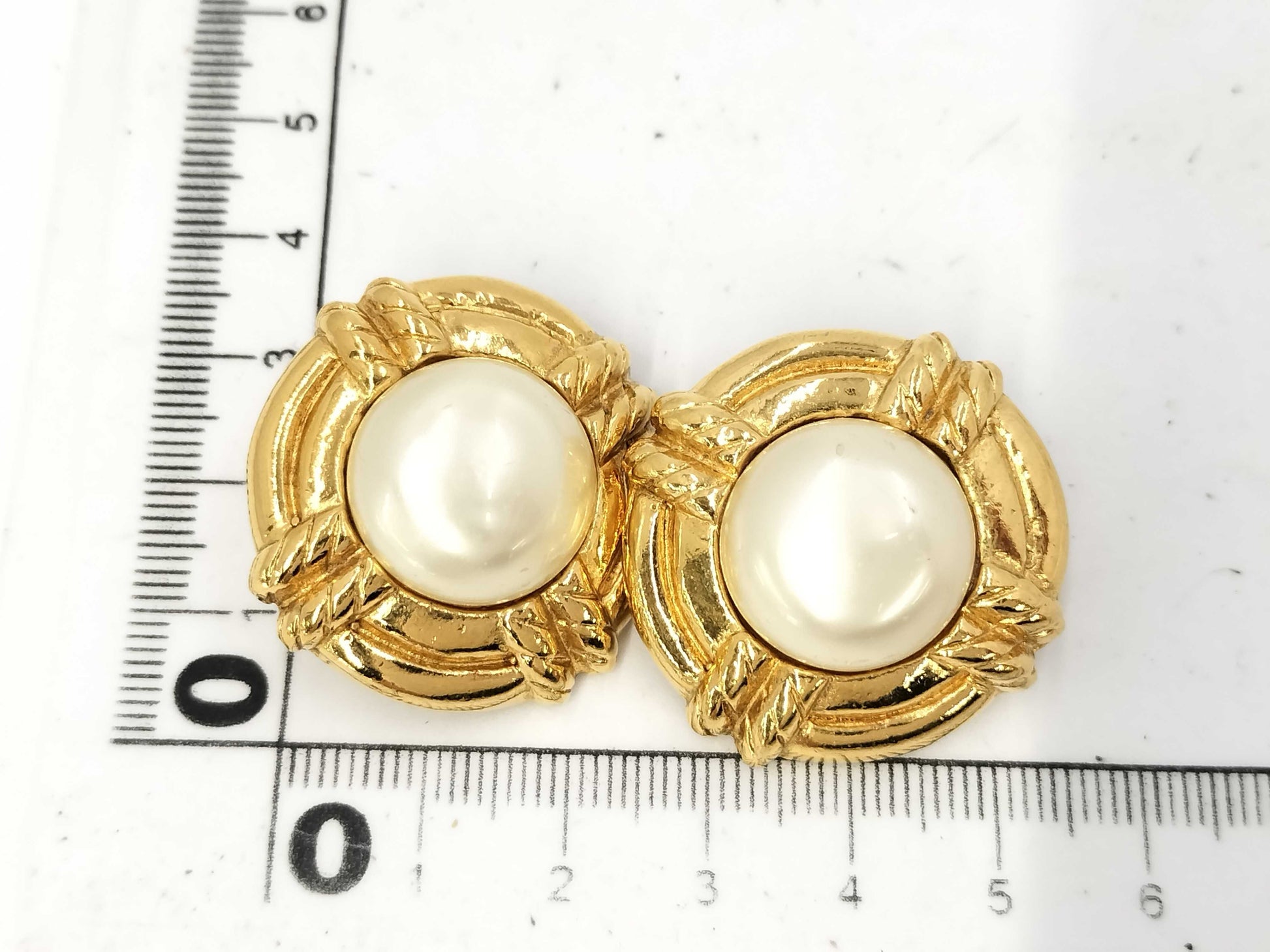 CHANEL F Pearl Earrings