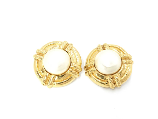 CHANEL F Pearl Earrings