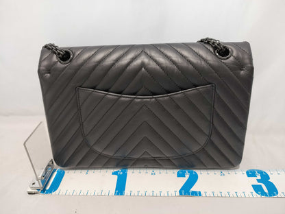 CHANEL So Black Chevron 2.55 Double Flap Shoulder Bag