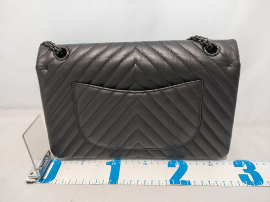 CHANEL So Black Chevron 2.55 Double Flap Shoulder Bag