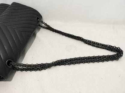 CHANEL So Black Chevron 2.55 Double Flap Shoulder Bag