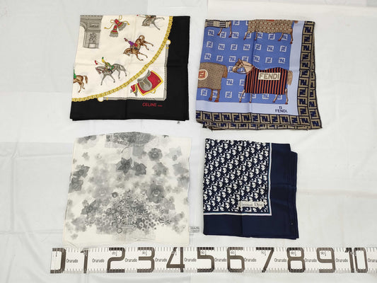 Dior, Fendi, Ferragamo, Celine scarf set of 4