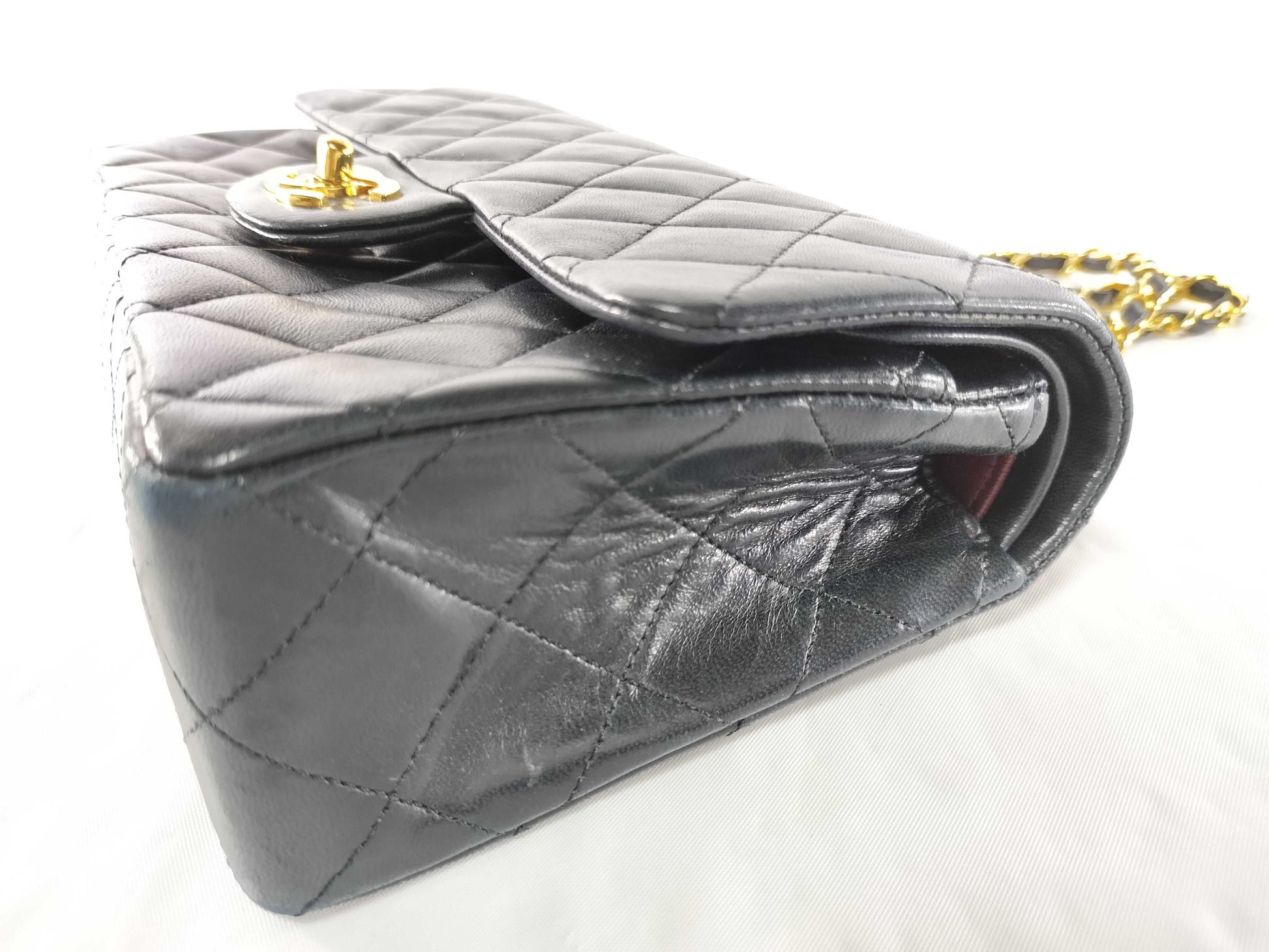CHANEL Lambskin Double Flap Chain Shoulder Bag