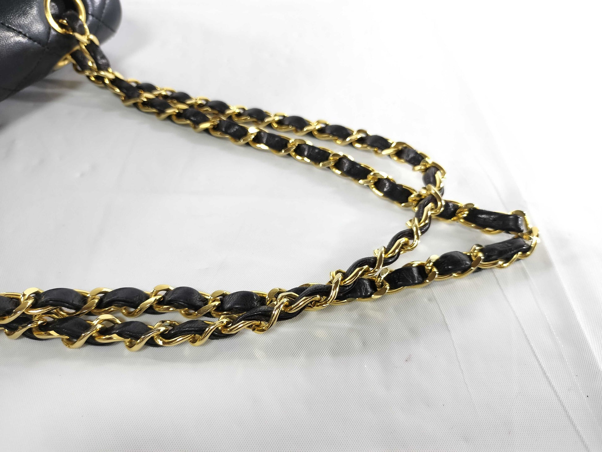 CHANEL Lambskin Double Flap Chain Shoulder Bag