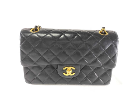 CHANEL Lambskin Double Flap Chain Shoulder Bag
