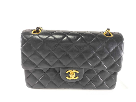 CHANEL Lambskin Double Flap Chain Shoulder Bag