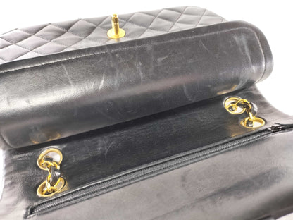 CHANEL Lambskin Double Flap Chain Shoulder Bag