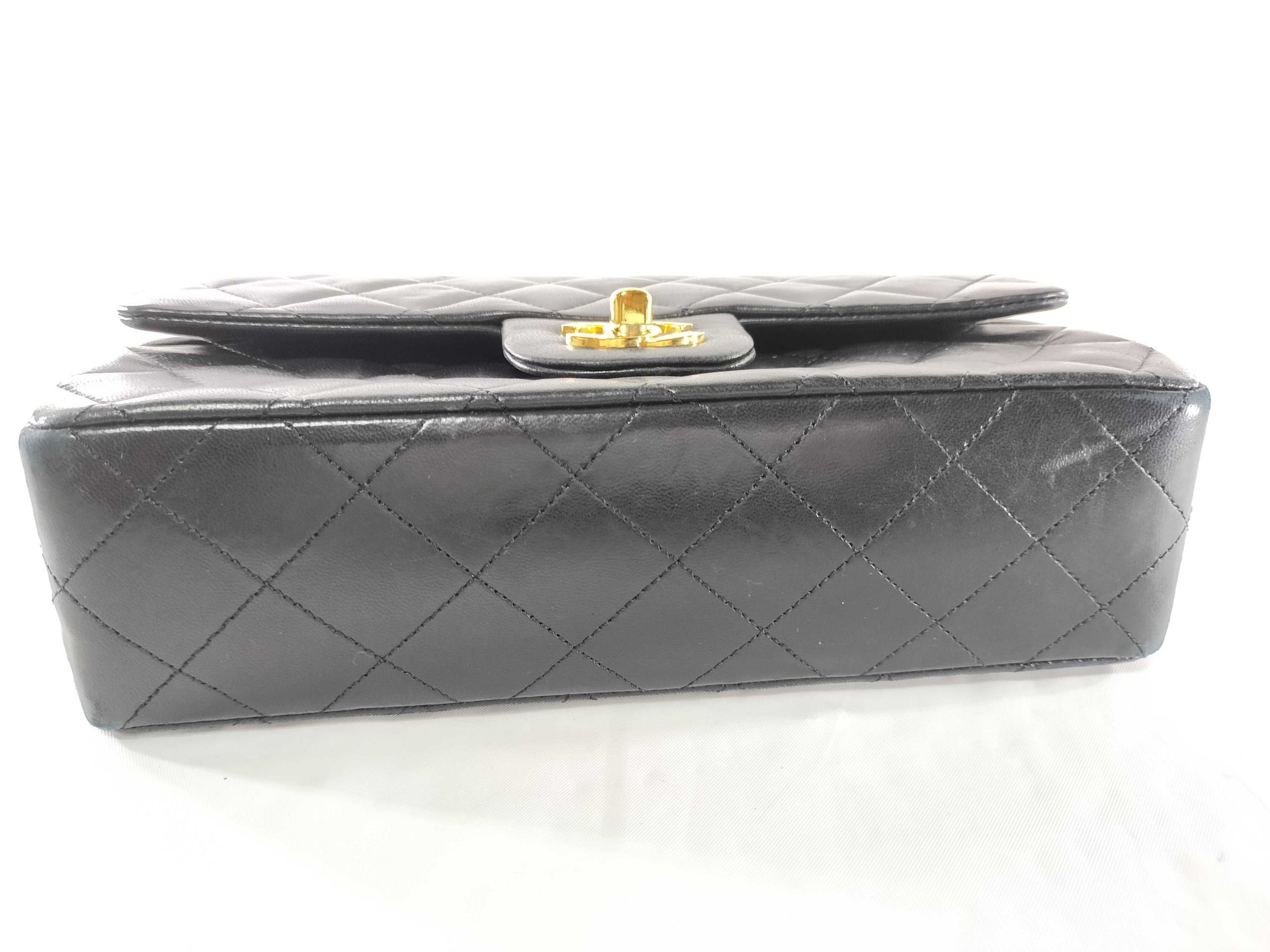 CHANEL Lambskin Double Flap Chain Shoulder Bag