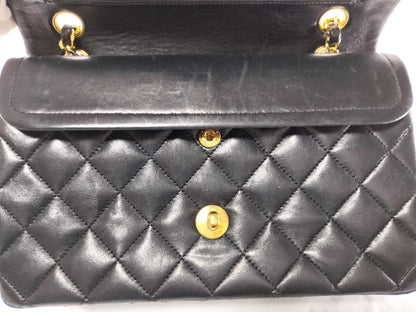 CHANEL Lambskin Double Flap Chain Shoulder Bag