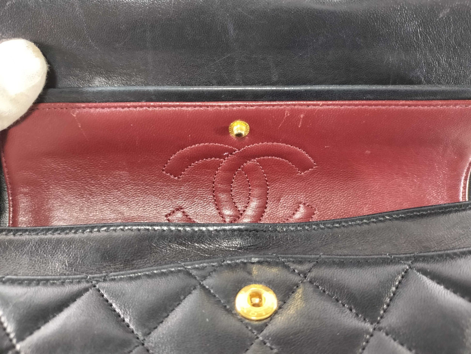 CHANEL Lambskin Double Flap Chain Shoulder Bag
