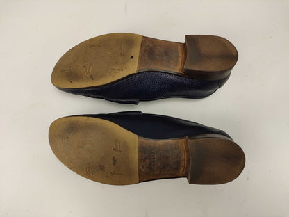 GUCCI Horsebit Loafers, Blue Leather, Floral Interior