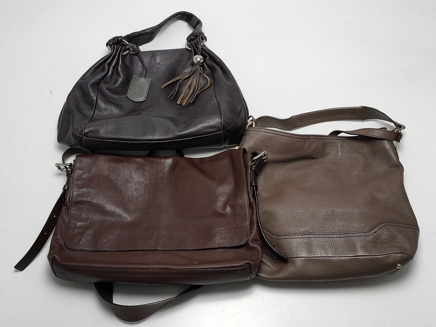 FURLA 3-piece leather bag set: Gherardini, Furla, and Coach shoulder bag