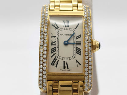 Cartier Tank Americaine W26015K2 1710 CC317235 Quartz 18K Gold Women's Watch