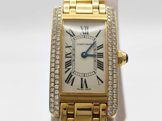 Cartier Tank Americaine W26015K2 1710 CC317235 Quartz 18K Gold Women's Watch