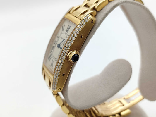 Cartier Tank Americaine W26015K2 1710 CC317235 Quartz 18K Gold Women's Watch