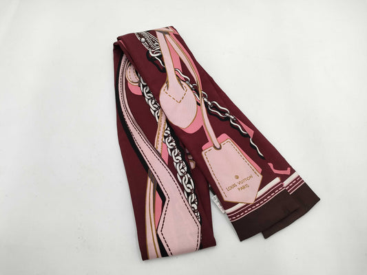 LOUIS VUITTON Bandeau Handle Me Bordeaux x Pink Scarf