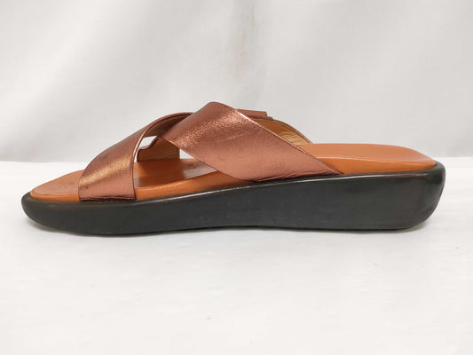 LOUIS VUITTON Metallic Cross Sandals