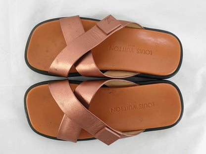 LOUIS VUITTON Metallic Cross Sandals