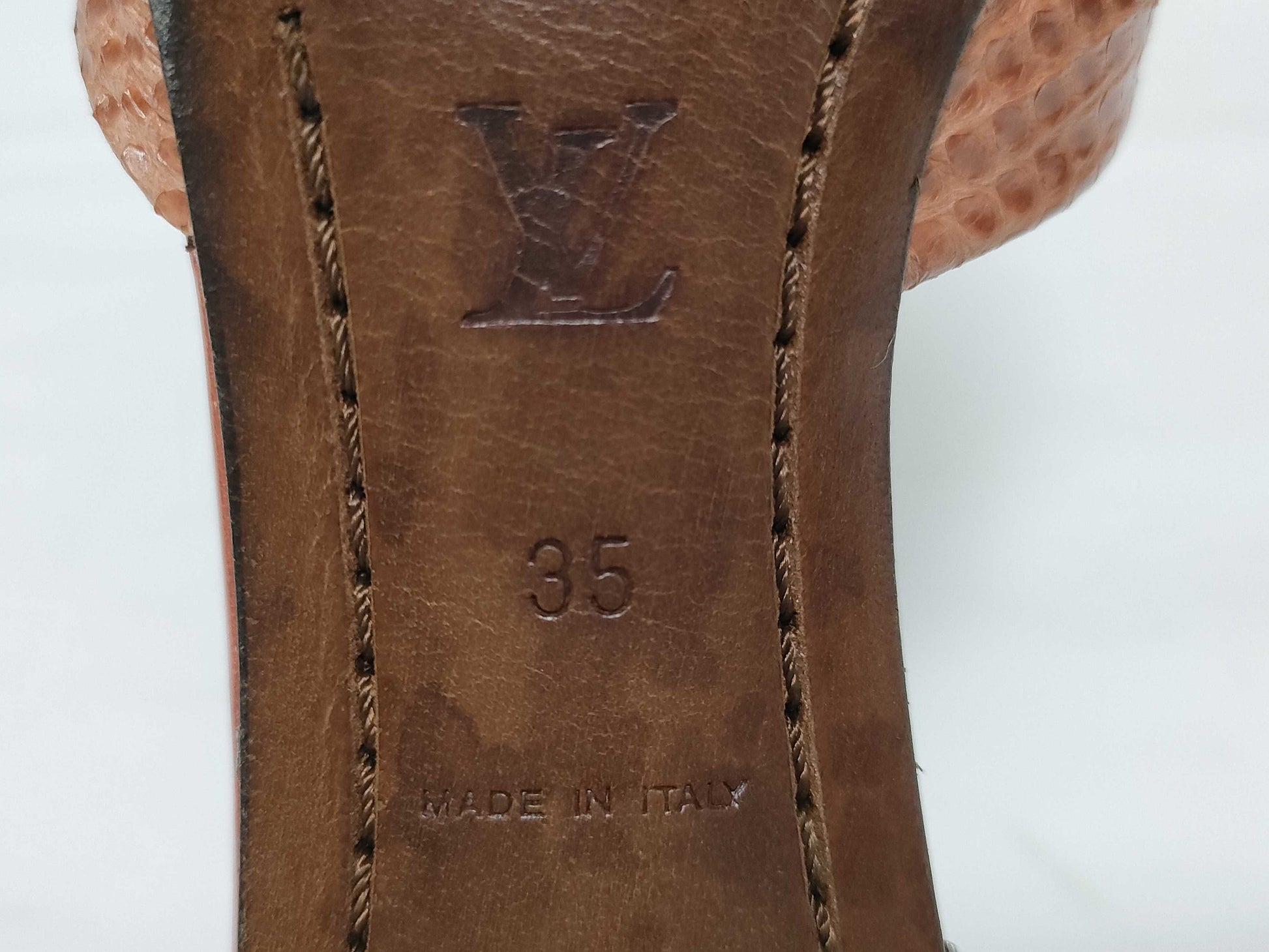 LOUIS VUITTON Lizard Mule Sandals Size 35