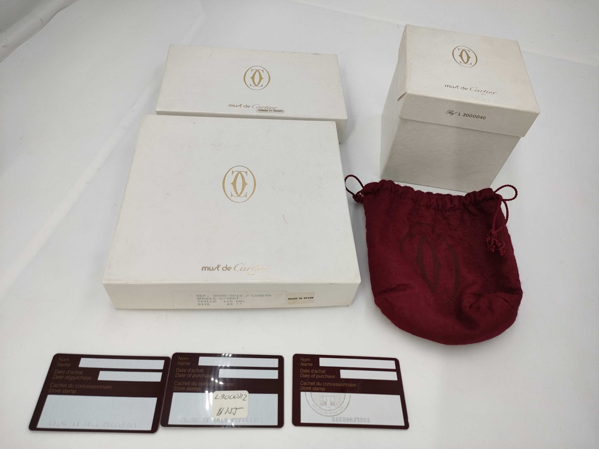 Cartier Jewelry Case Pouch Must Line Bordeaux 3-Piece Set