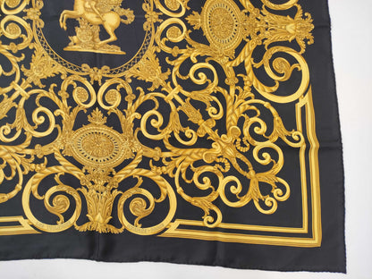 HERMES Carre Black LES TUILERIES Scarf with Tag Removed