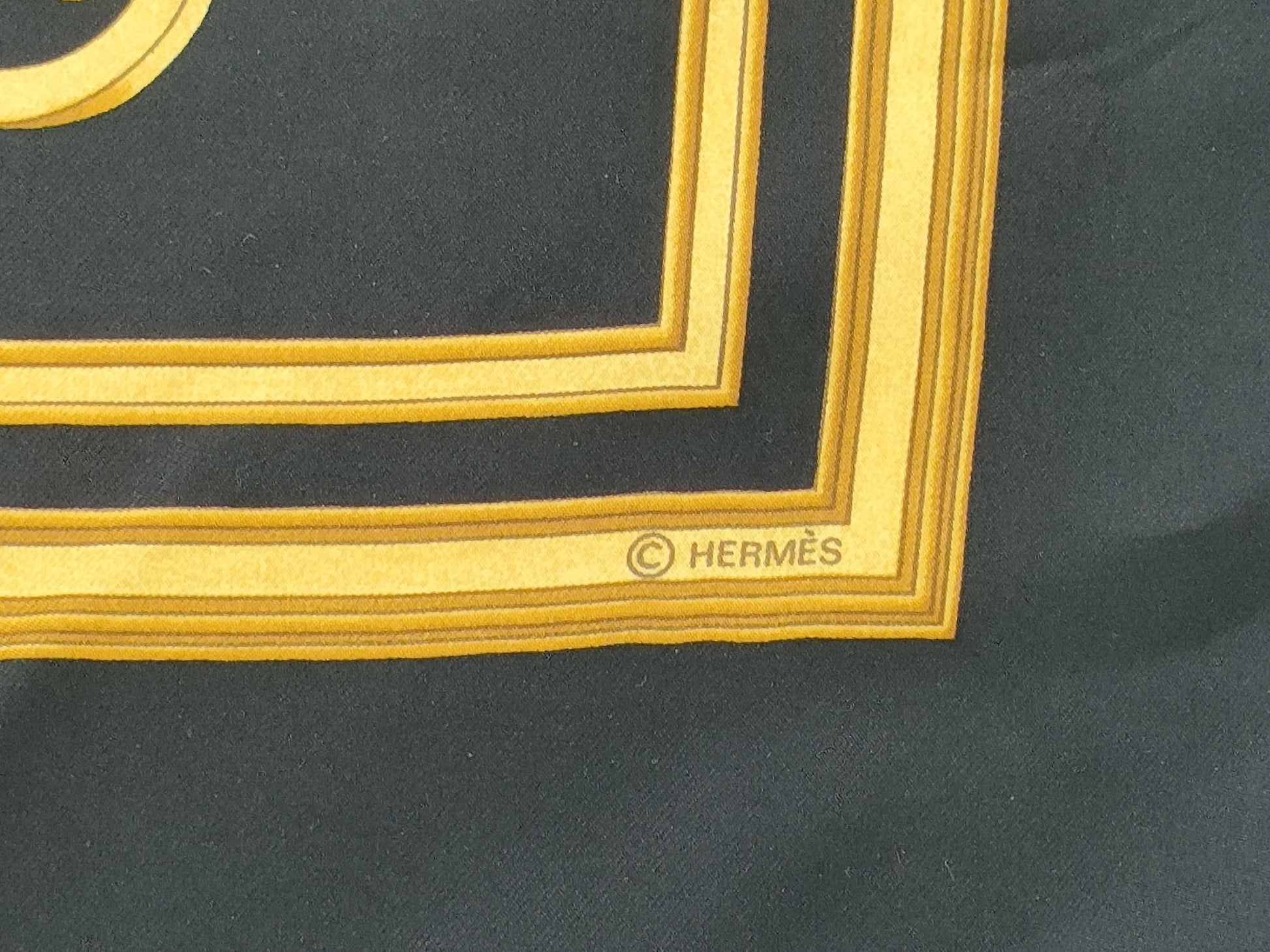 HERMES Carre Black LES TUILERIES Scarf with Tag Removed