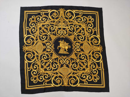 HERMES Carre Black LES TUILERIES Scarf with Tag Removed