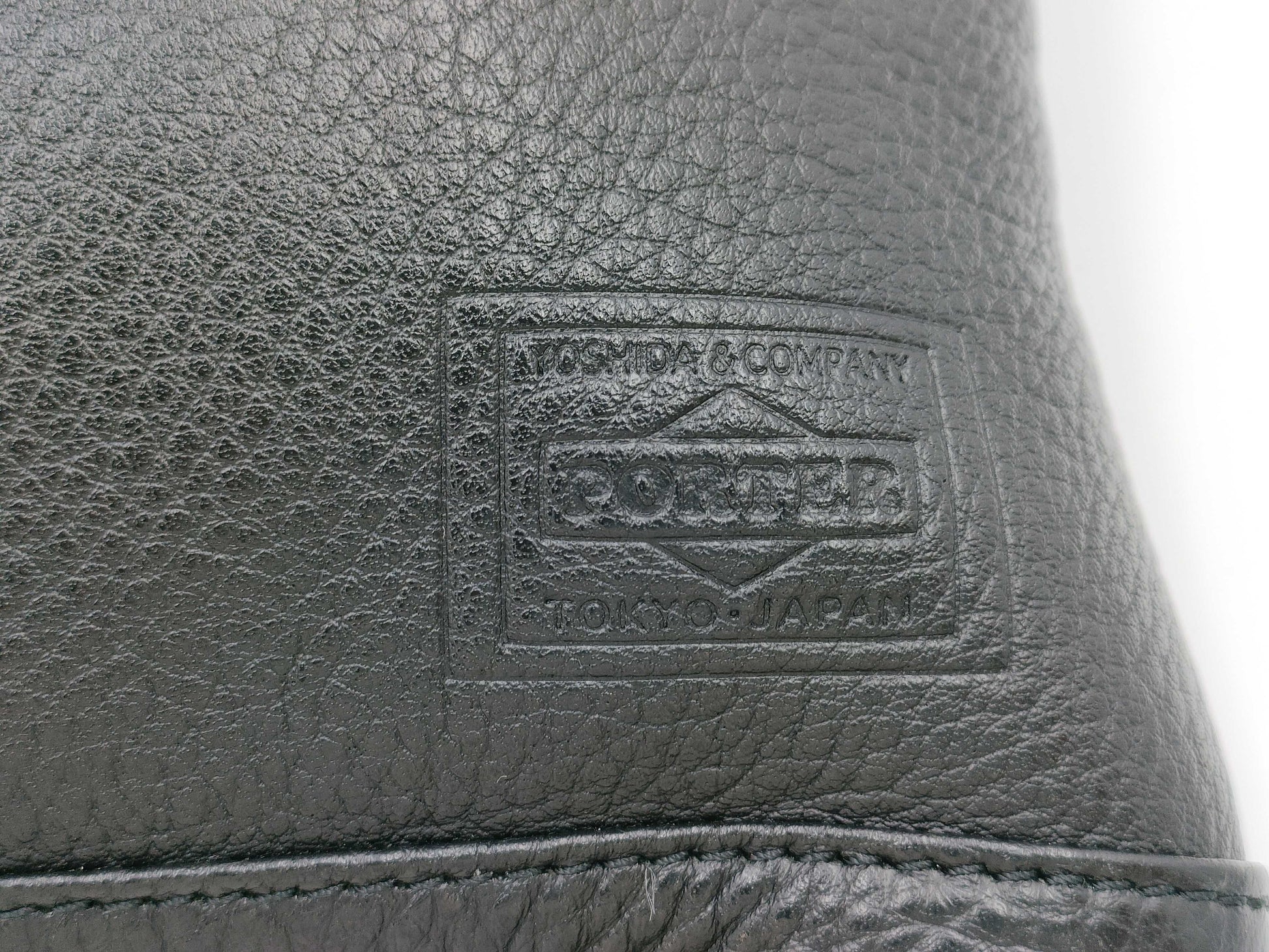 PORTER Sacoche Black Leather Shoulder Bag by Yoshida & Co.