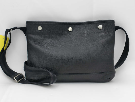 PORTER Sacoche Black Leather Shoulder Bag by Yoshida & Co.