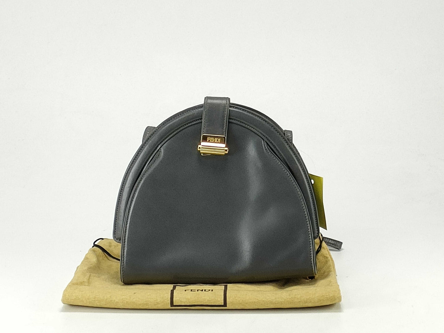 FENDI Half Moon/Leather/Shoulder Bag/Gray Shoulder Bag