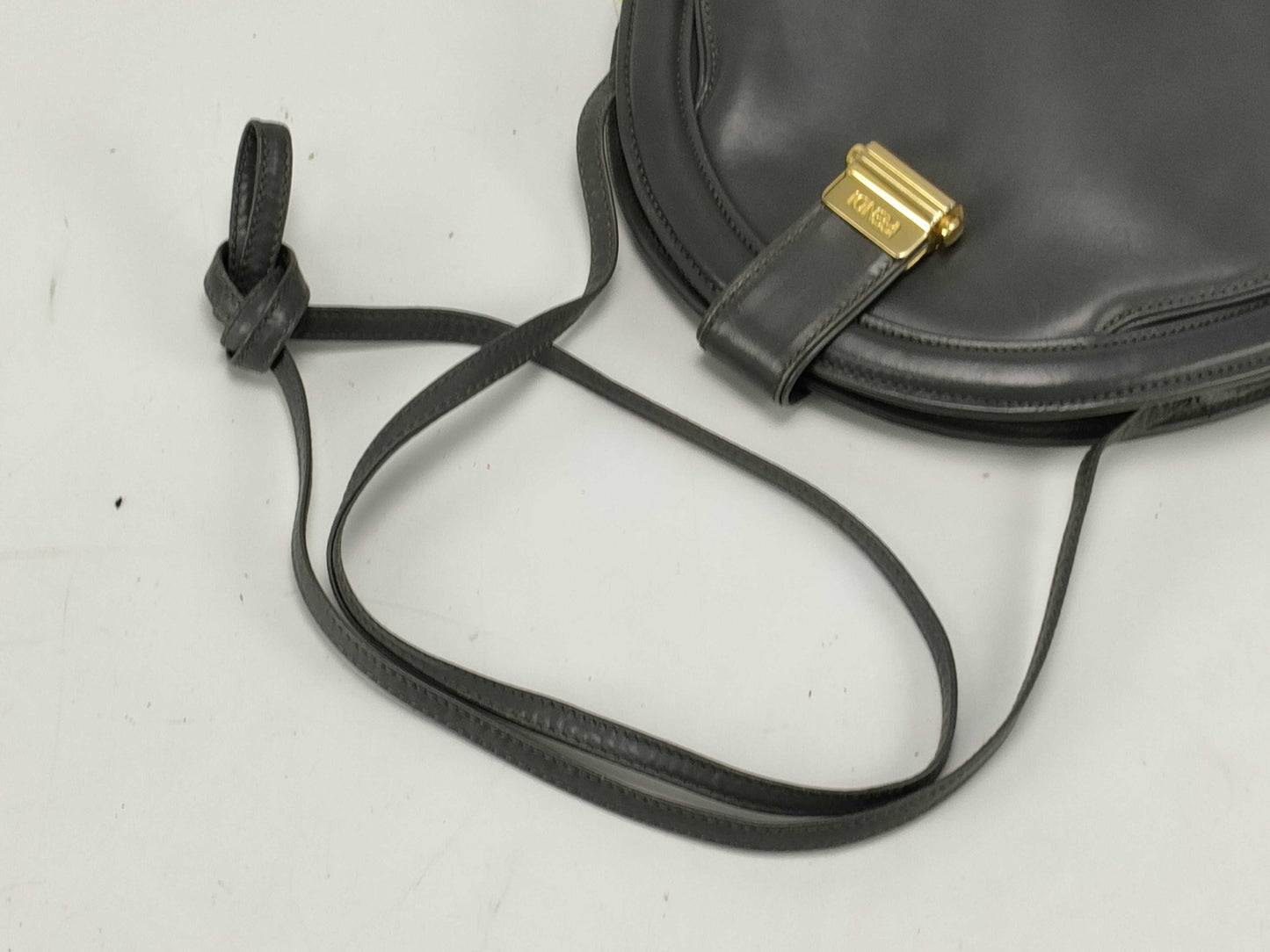 FENDI Half Moon/Leather/Shoulder Bag/Gray Shoulder Bag
