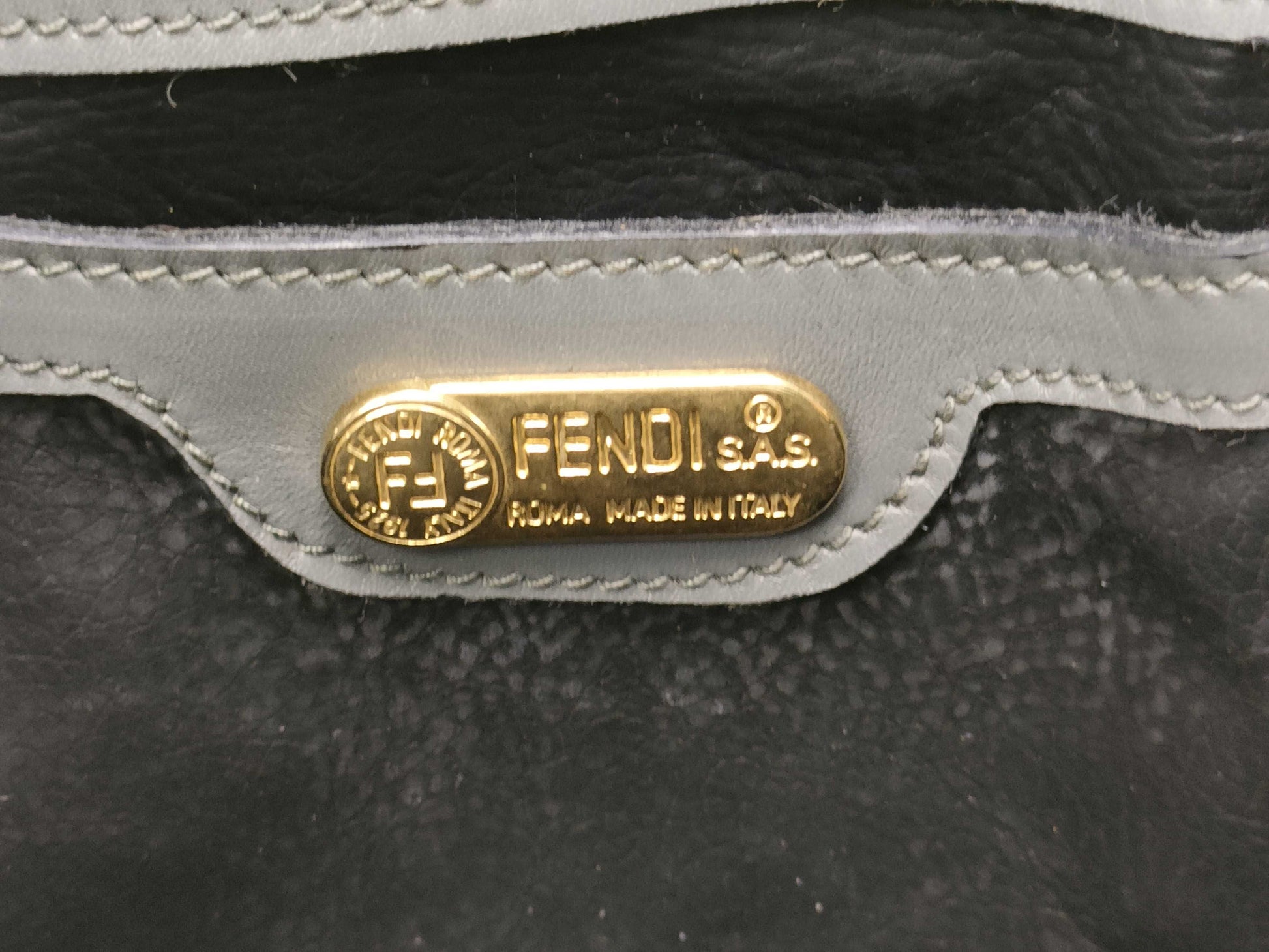 FENDI Half Moon/Leather/Shoulder Bag/Gray Shoulder Bag