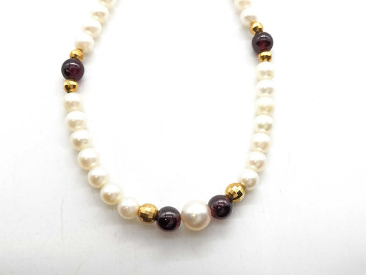 Colored Akoya Pearl Necklace, Diameter: Approx. 5.0mm-7.2mm, 18.9g, 18K Metal
