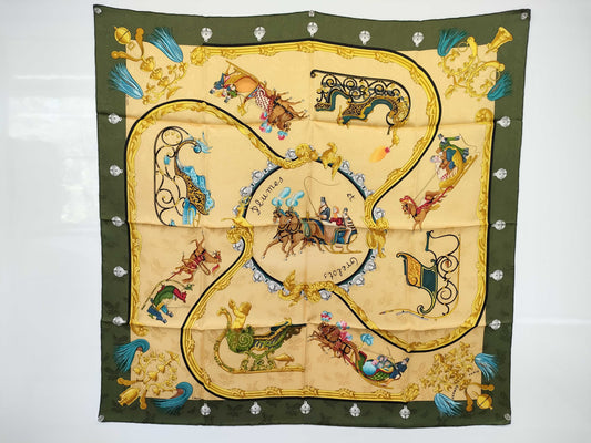 HERMES Carré 90 Plumes and Grelots Feather and Bell Scarf