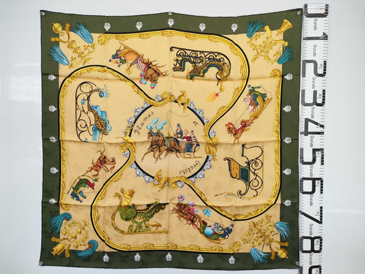 HERMES Carré 90 Plumes and Grelots Feather and Bell Scarf