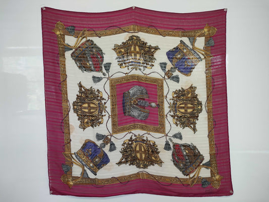 HERMES Carré 90 Vintage Saddlery Crown Scarf