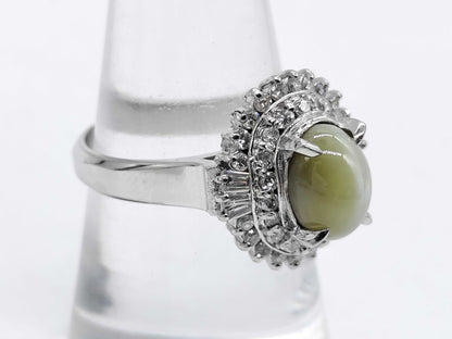 Chrysoberyl Cat's Eye 3.22ct D0.52ct Pt900 7.4g Ring 