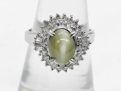 Chrysoberyl Cat's Eye 3.22ct D0.52ct Pt900 7.4g Ring 