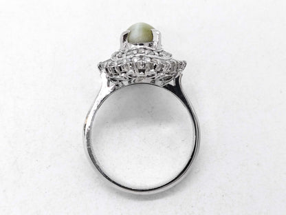 Chrysoberyl Cat's Eye 3.22ct D0.52ct Pt900 7.4g Ring 