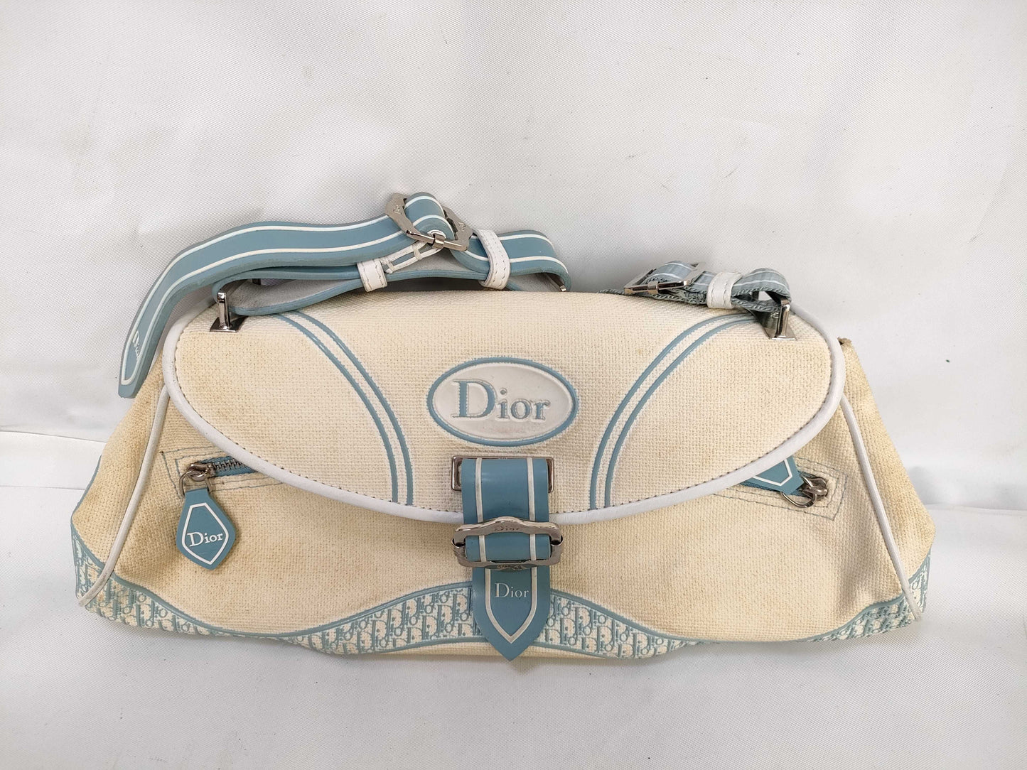 Dior Trotter Canvas x Rubber Light Blue Shoulder Bag