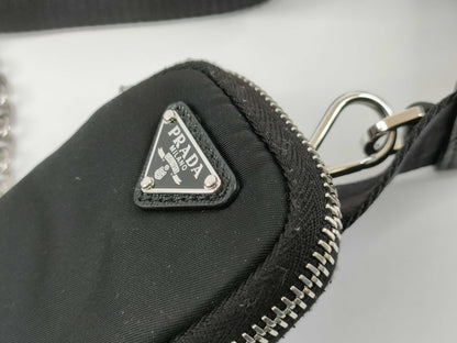 PRADA Nylon Re-Edition 2005 Re-Nylon Chain Shoulder Bag, Black, 1BH204