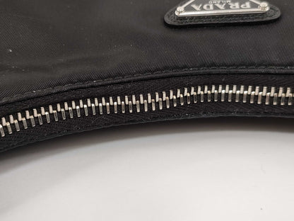 PRADA Nylon Re-Edition 2005 Re-Nylon Chain Shoulder Bag, Black, 1BH204