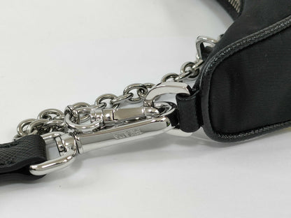 PRADA Nylon Re-Edition 2005 Re-Nylon Chain Shoulder Bag, Black, 1BH204