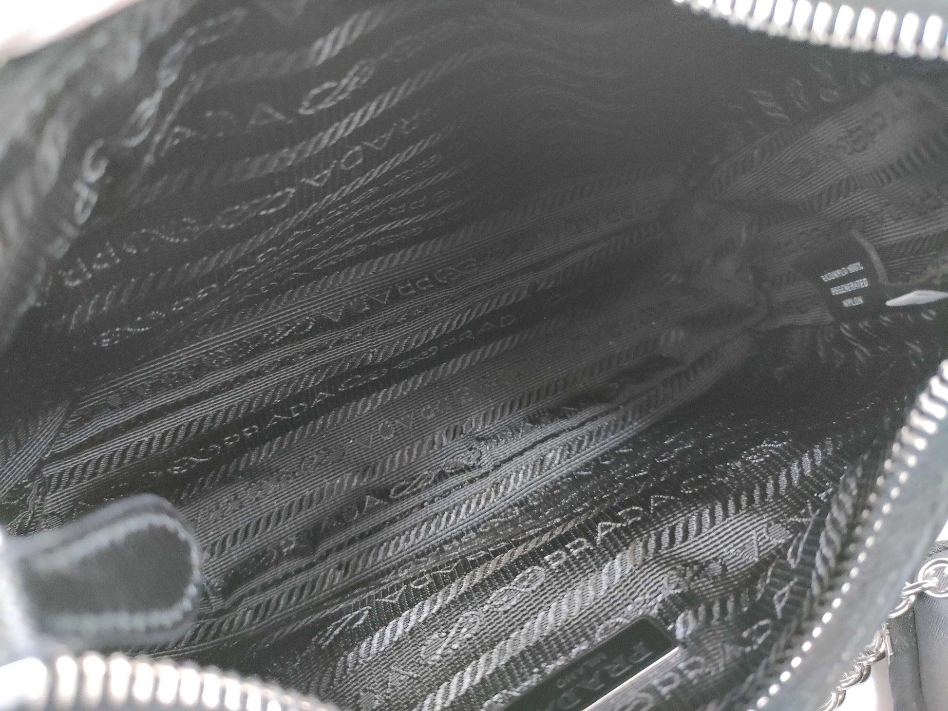 PRADA Nylon Re-Edition 2005 Re-Nylon Chain Shoulder Bag, Black, 1BH204